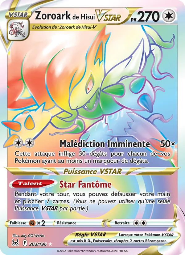 Carte Pokémon Zoroark de Hisui VSTAR de l'extension Origine Perdue