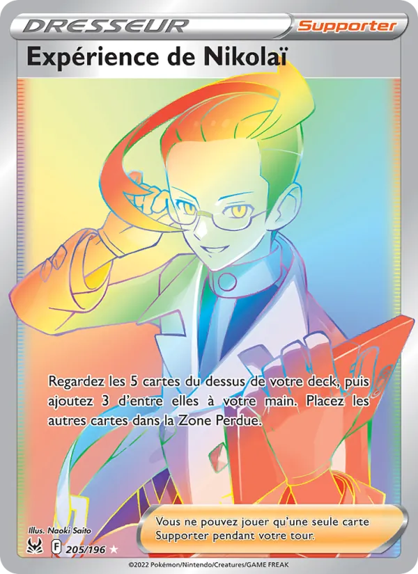 Carte Pokémon Expérience de Nikolaï de l'extension Origine Perdue
