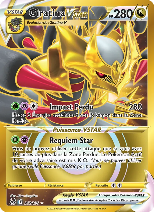 Carte Pokémon Giratina VSTAR de l'extension Origine Perdue