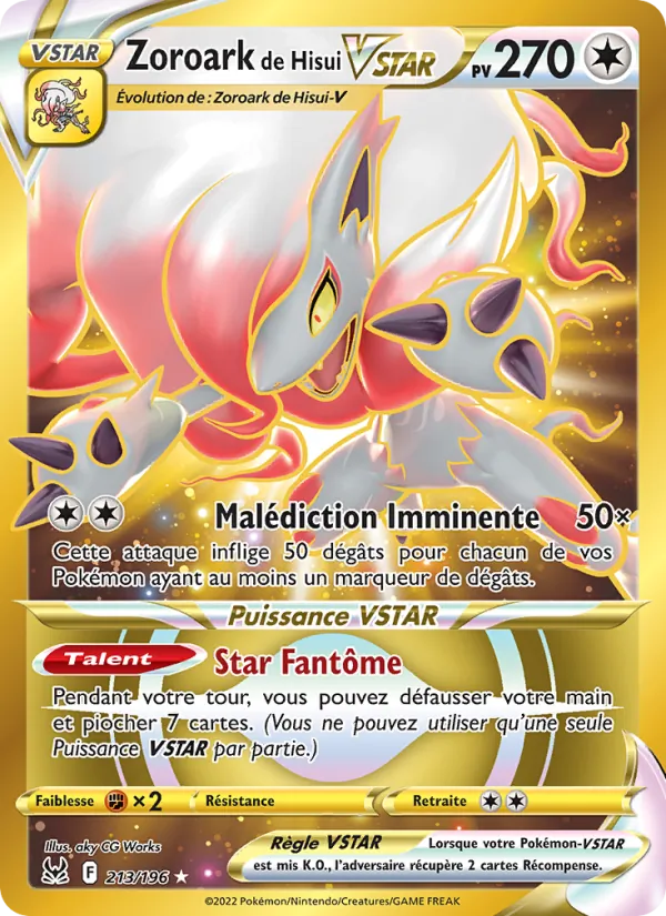 Carte Pokémon Zoroark de Hisui VSTAR de l'extension Origine Perdue