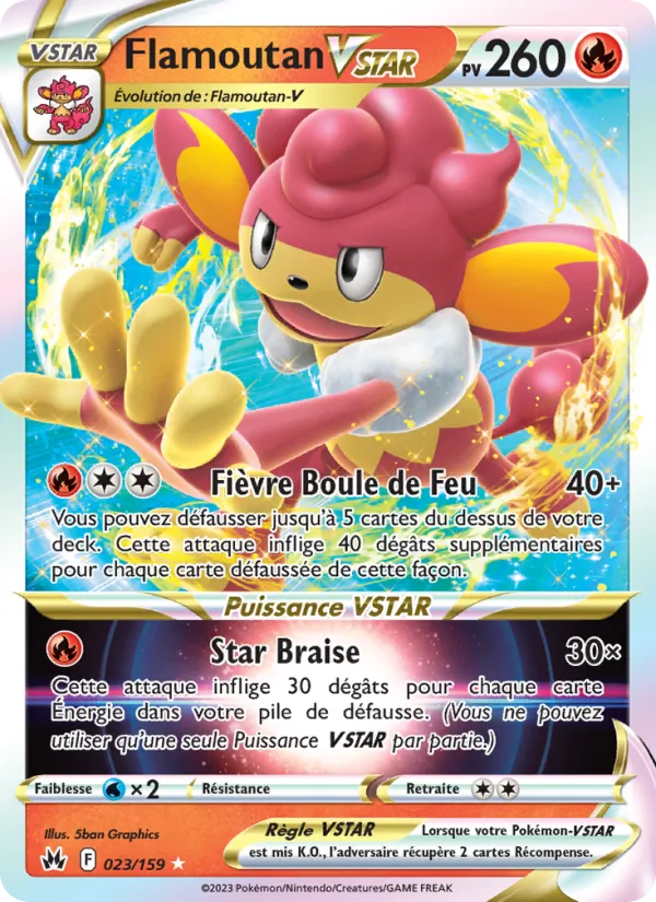 Carte Pokémon Flamoutan VSTAR de l'extension Zénith Suprême