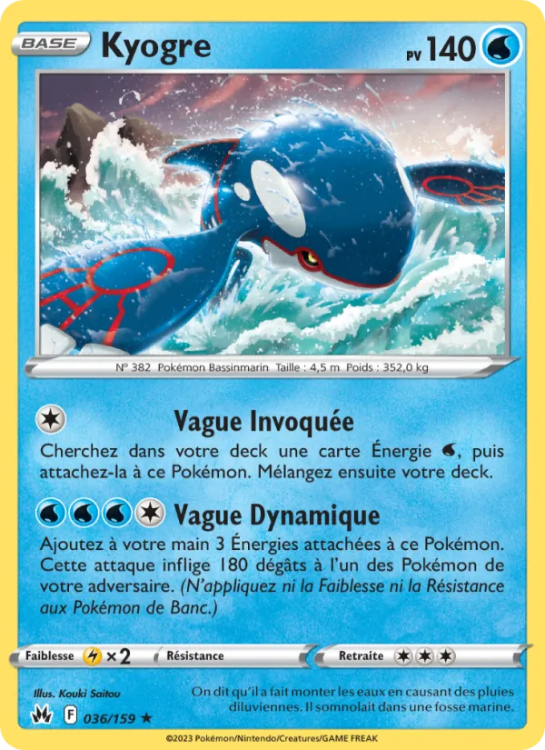 Carte Pokémon Kyogre de l'extension Zénith Suprême