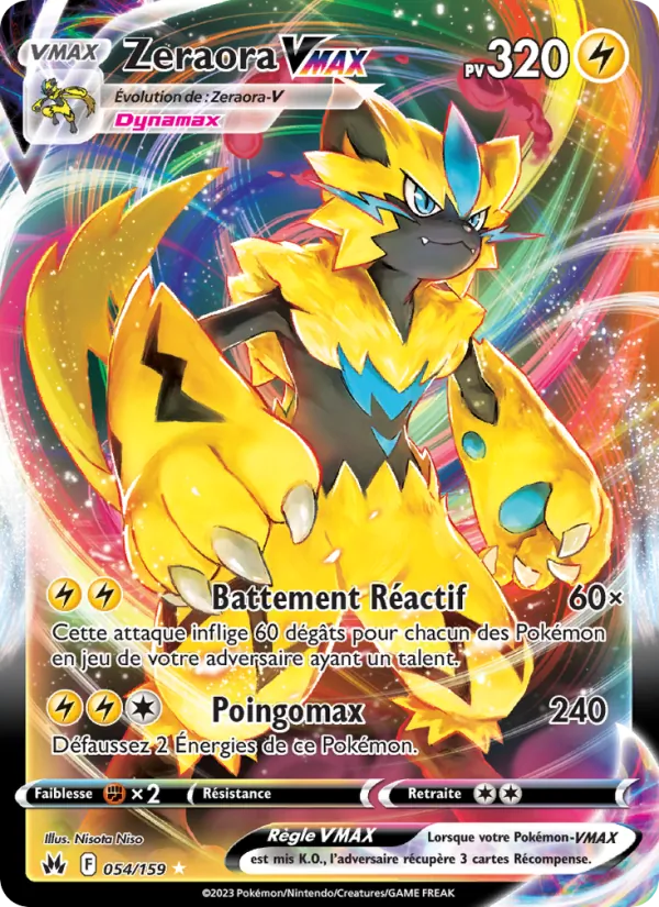 Carte Pokémon Zeraora VMAX de l'extension Zénith Suprême