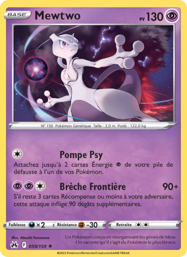 Carte Pokémon Mewtwo de l'extension Zénith Suprême