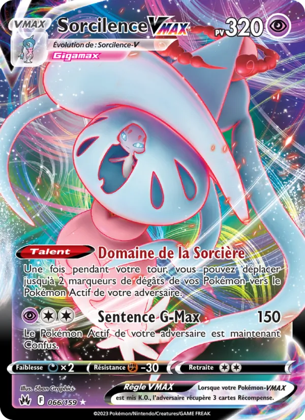 Carte Pokémon Sorcilence VMAX de l'extension Zénith Suprême