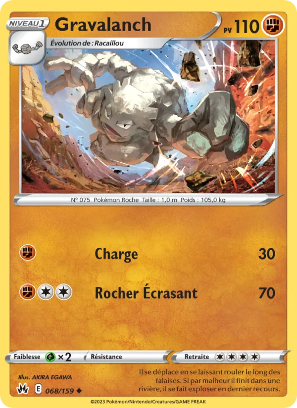 Carte Pokémon Gravalanch de l'extension Zénith Suprême