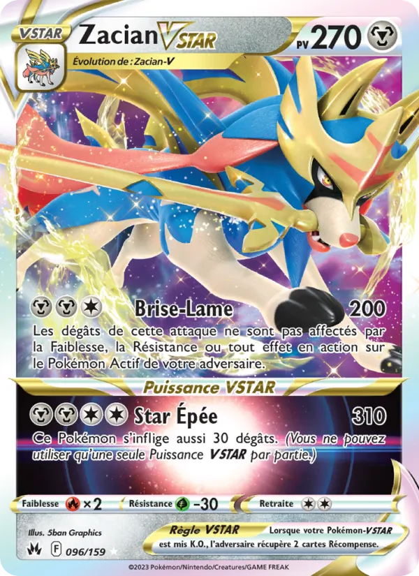 Carte Pokémon Zacian VSTAR de l'extension Zénith Suprême