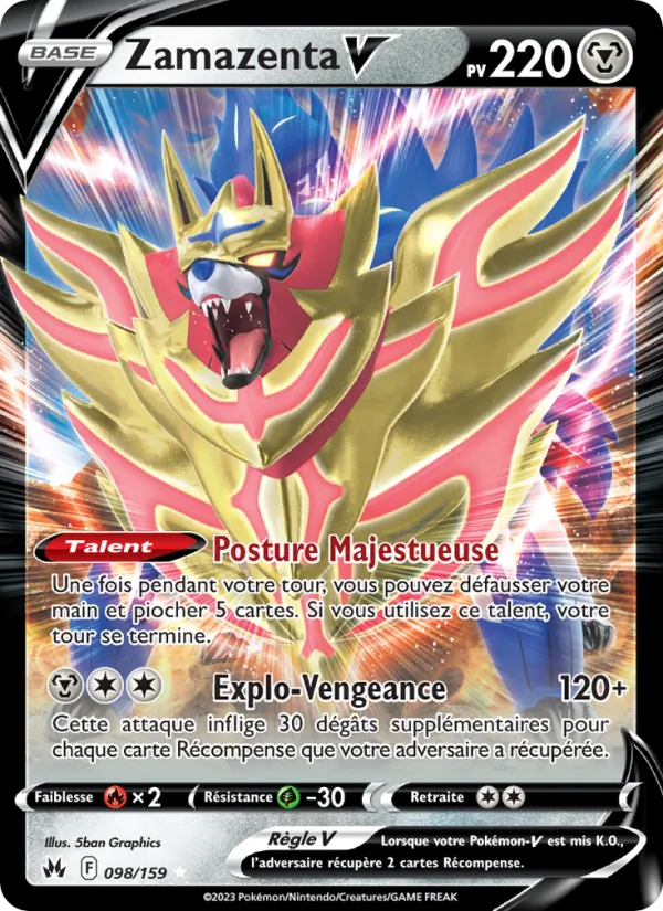Carte Pokémon Zamazenta V de l'extension Zénith Suprême