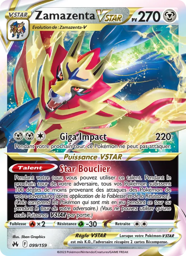 Carte Pokémon Zamazenta VSTAR de l'extension Zénith Suprême