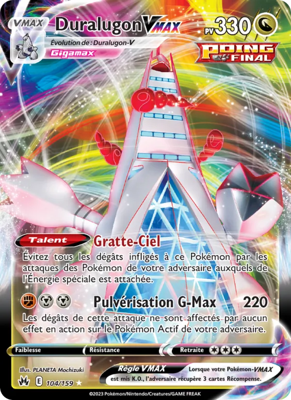 Carte Pokémon Duralugon VMAX de l'extension Zénith Suprême