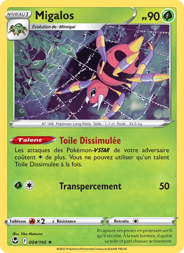 Carte Pokémon Migalos de l'extension Tempête Argentée