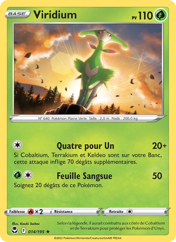Carte Pokémon Viridium de l'extension Tempête Argentée