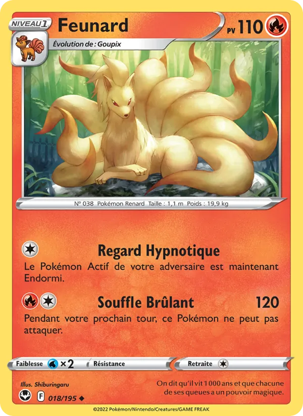 Carte Pokémon Feunard de l'extension Tempête Argentée