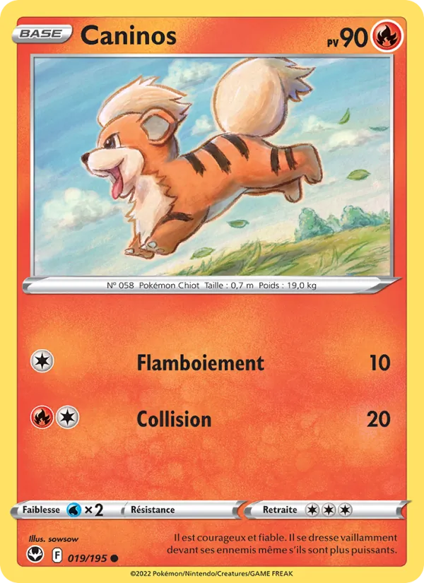 Carte Pokémon Caninos de l'extension Tempête Argentée