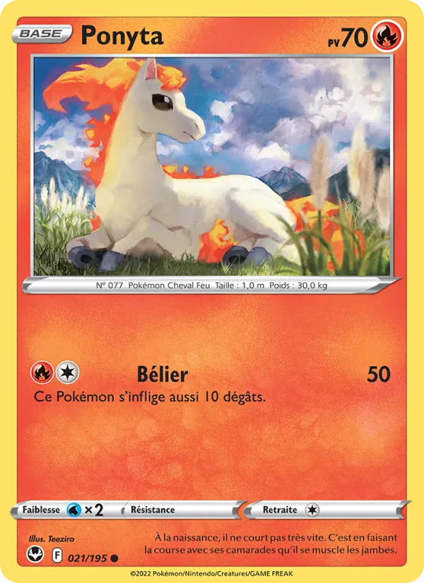 Carte Pokémon Ponyta de l'extension Tempête Argentée
