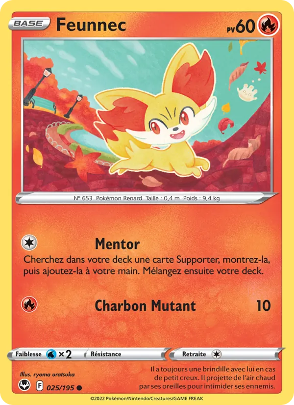 Carte Pokémon Feunnec de l'extension Tempête Argentée