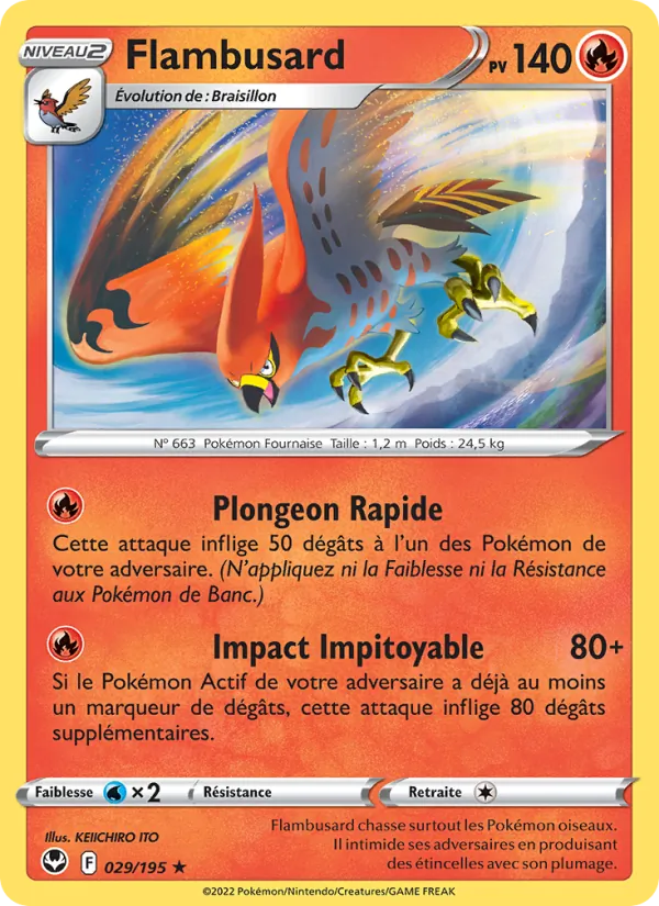 Carte Pokémon Flambusard de l'extension Tempête Argentée
