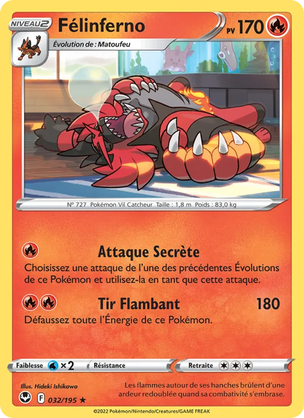 Carte Pokémon Félinferno de l'extension Tempête Argentée
