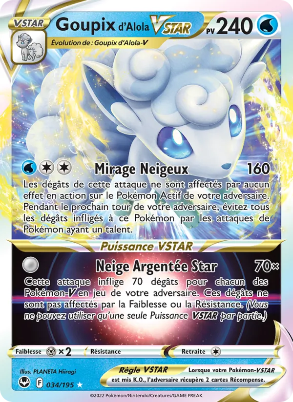 Carte Pokémon Goupix d'Alola VSTAR de l'extension Tempête Argentée