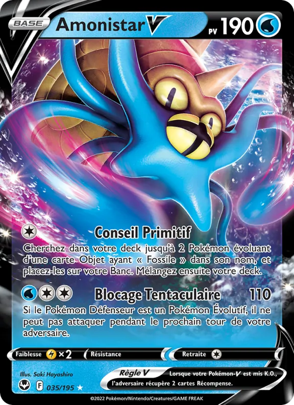 Carte Pokémon Amonistar V de l'extension Tempête Argentée