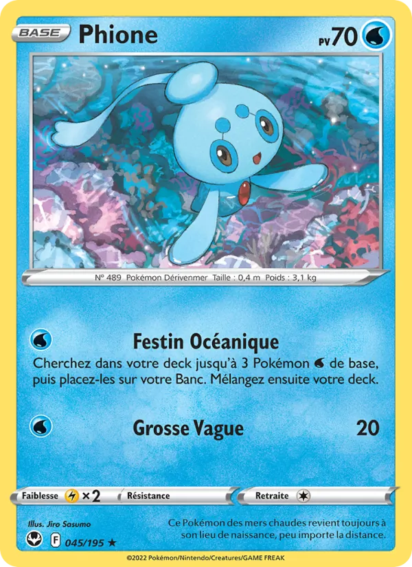 Carte Pokémon Phione de l'extension Tempête Argentée