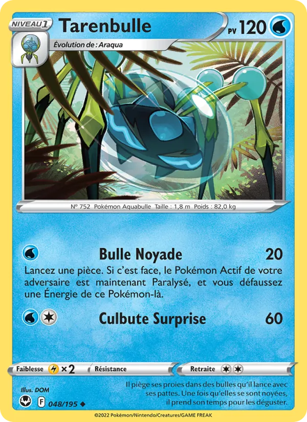 Carte Pokémon Tarenbulle de l'extension Tempête Argentée
