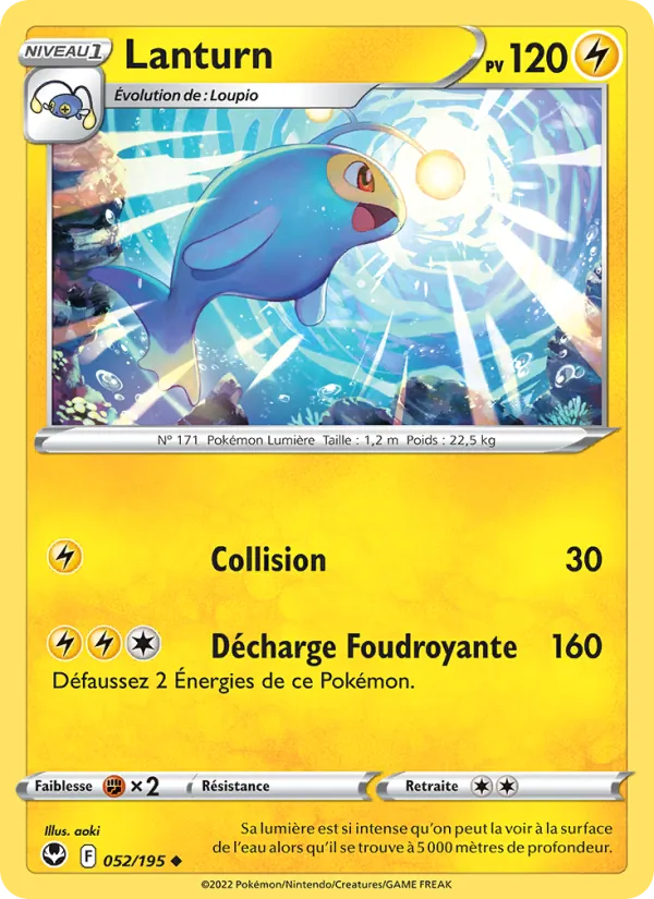 Carte Pokémon Lanturn de l'extension Tempête Argentée
