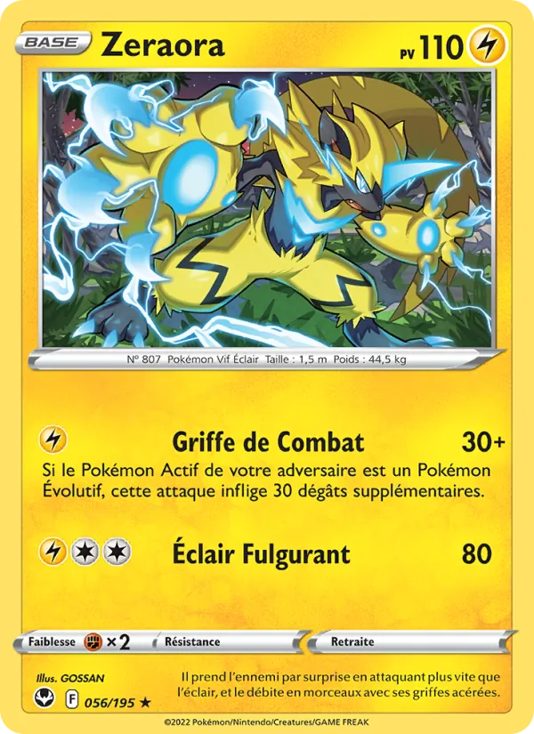 Carte Pokémon Zeraora de l'extension Tempête Argentée