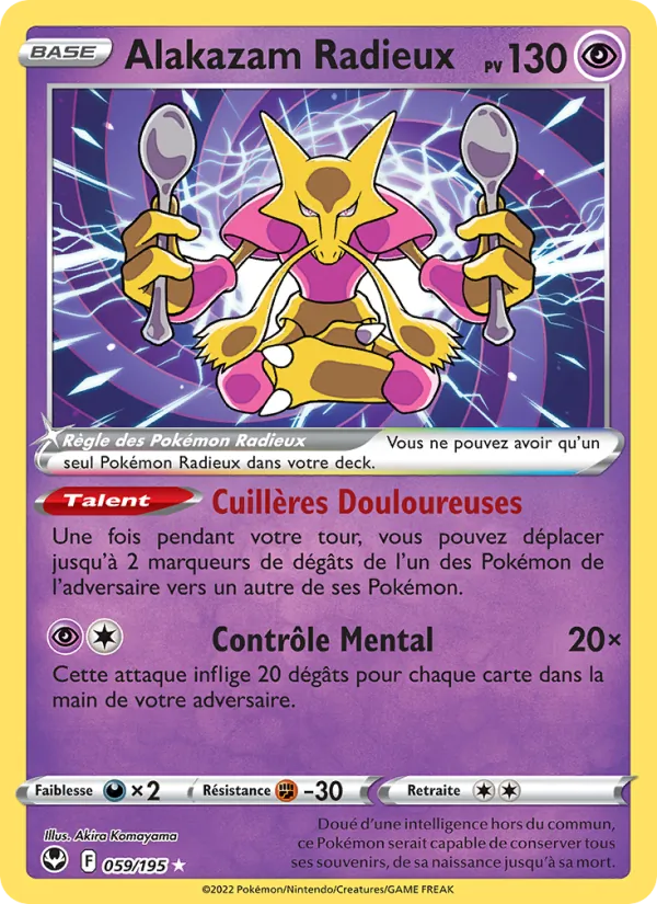 Carte Pokémon Alakazam Radieux de l'extension Tempête Argentée