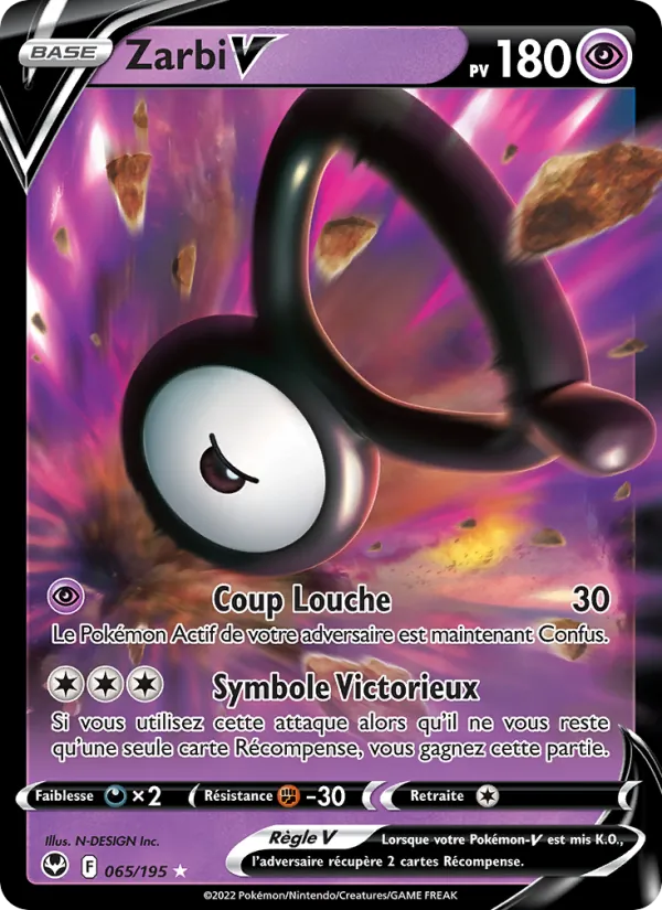 Carte Pokémon Zarbi V de l'extension Tempête Argentée