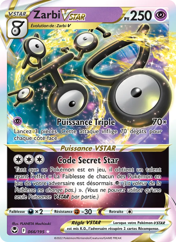 Carte Pokémon Zarbi VSTAR de l'extension Tempête Argentée