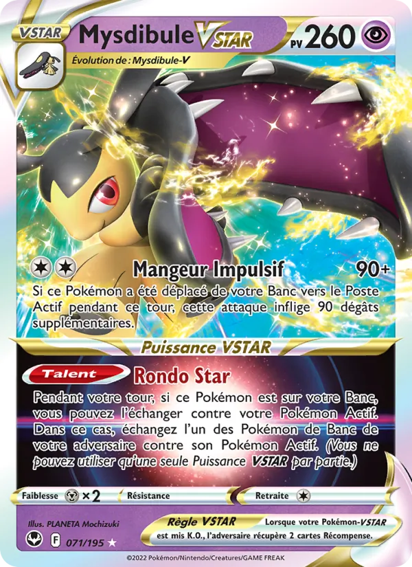 Carte Pokémon Mysdibule VSTAR de l'extension Tempête Argentée
