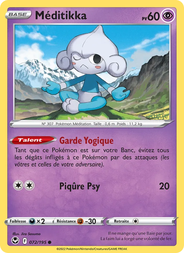 Carte Pokémon Méditikka de l'extension Tempête Argentée