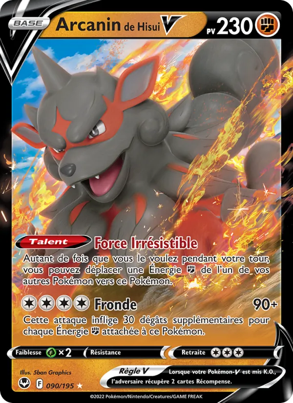 Carte Pokémon Arcanin de Hisui V de l'extension Tempête Argentée
