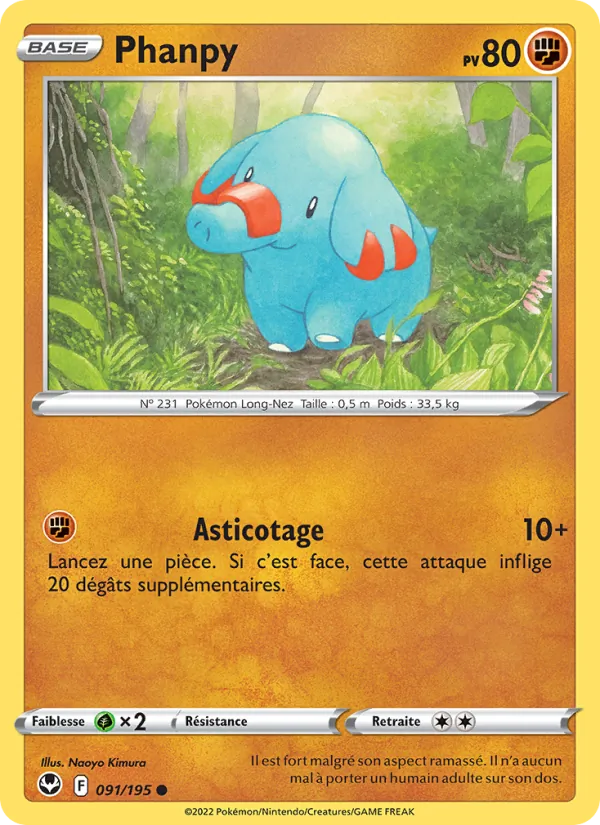 Carte Pokémon Phanpy de l'extension Tempête Argentée