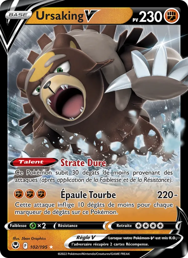 Carte Pokémon Ursaking V de l'extension Tempête Argentée