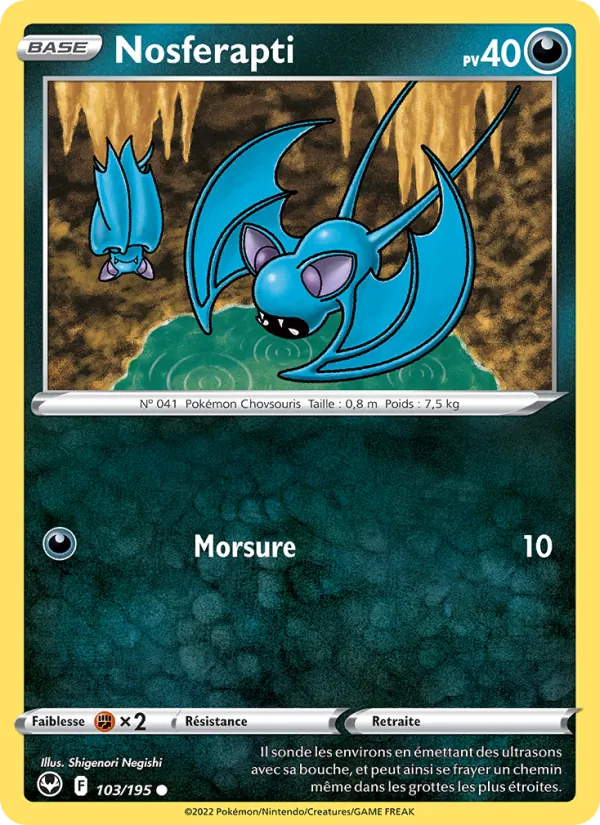 Carte Pokémon Nosferapti de l'extension Tempête Argentée