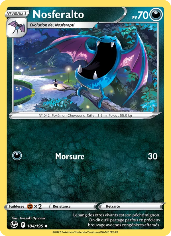 Carte Pokémon Nosferalto de l'extension Tempête Argentée