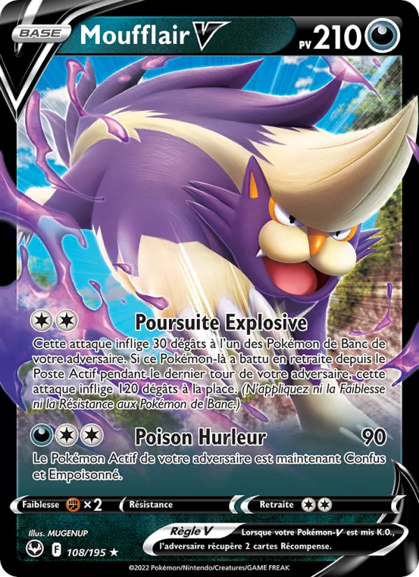 Carte Pokémon Moufflair V de l'extension Tempête Argentée