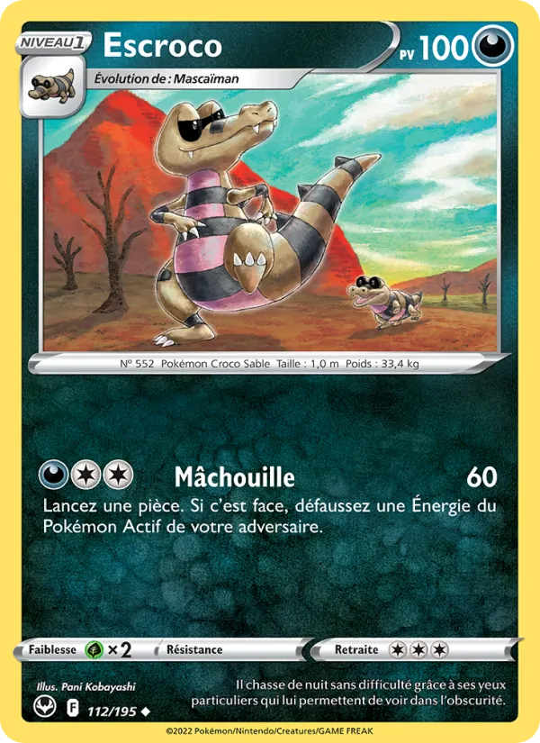 Carte Pokémon Escroco de l'extension Tempête Argentée
