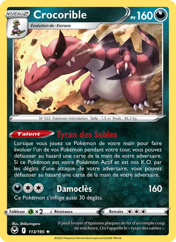 Carte Pokémon Crocorible de l'extension Tempête Argentée