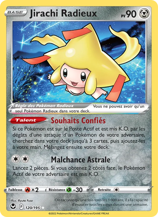 Carte Pokémon Jirachi Radieux de l'extension Tempête Argentée