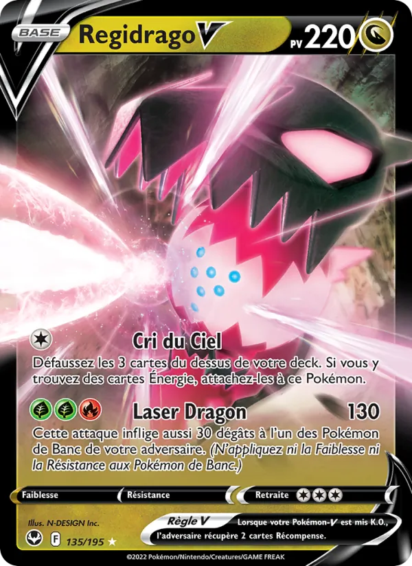 Carte Pokémon Regidrago V de l'extension Tempête Argentée