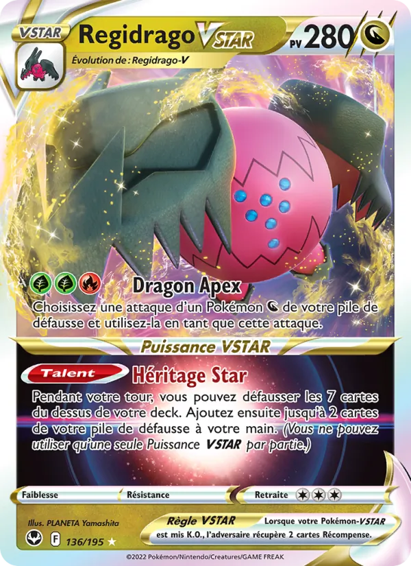 Carte Pokémon Regidrago VSTAR de l'extension Tempête Argentée