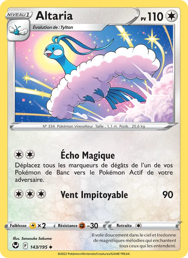 Carte Pokémon Altaria de l'extension Tempête Argentée