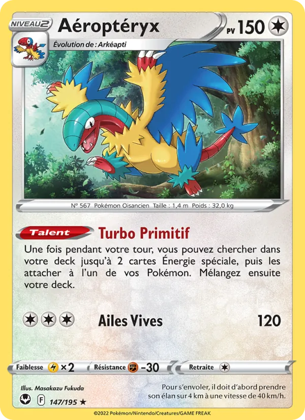 Carte Pokémon Aéroptéryx de l'extension Tempête Argentée
