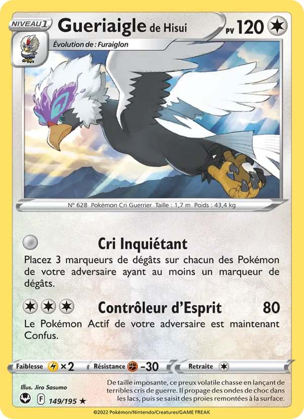 Carte Pokémon Gueriaigle de Hisui de l'extension Tempête Argentée