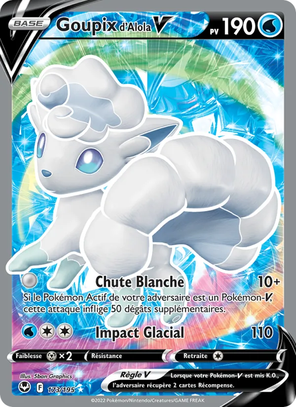 Carte Pokémon Goupix d'Alola V de l'extension Tempête Argentée