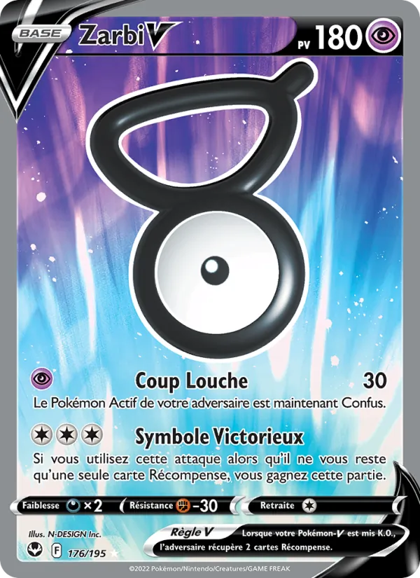 Carte Pokémon Zarbi V de l'extension Tempête Argentée