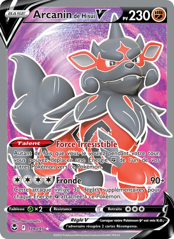 Carte Pokémon Arcanin de Hisui V de l'extension Tempête Argentée
